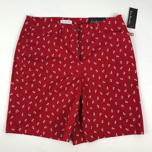 Kim Rogers | Shorts | Kim Rogers Redwhite Bermuda Shorts | Poshmark